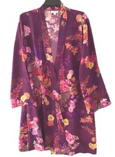 JOHNNY WAS Multicolored Floral Long Silk Robe Small New No Belt