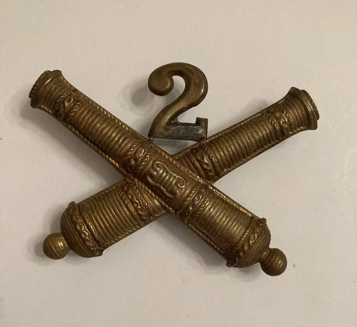 Original Civil War U.S. 2nd Artillery Officers Cross Cannons Hat Insignia