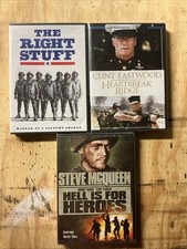 dvds for sale Hell Is For Heroes, The Right Stuff and Heartbreak Ridge