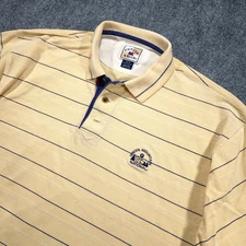 Cutter & Buck Golf Polo Shirt Men XL Yellow Striped Embroidered Golf Course Logo
