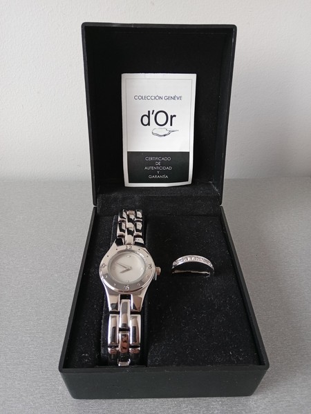 Reloj y Anillo d'Or, 2 Diamantes 0.005ct, Mujer