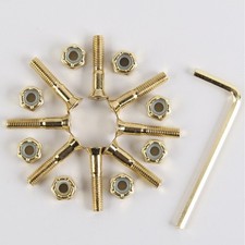 2Set Skateboard Hardware Kit 32mm Mounting Screws Bolts Nuts Set Spanner, Gold 
