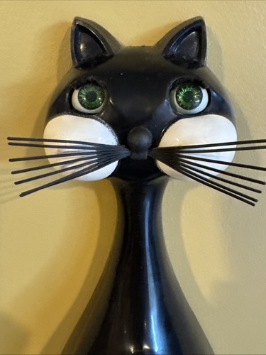 Vintage 50's Spartus Black Cat Wall Clock Eyes Blink Time & Tail Work Classic - Picture 4 of 17