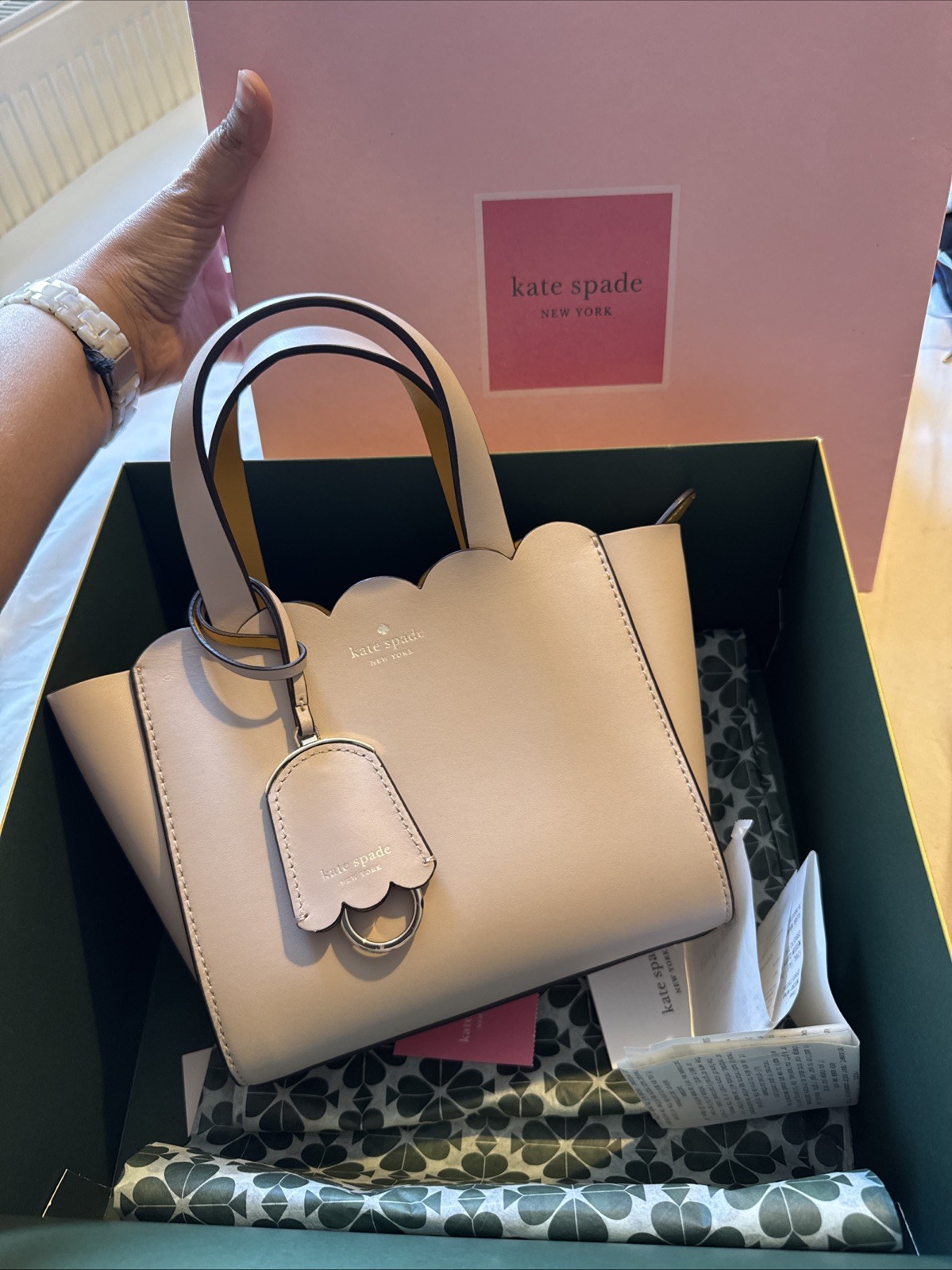 Sale Kate Spade New York Mina Crossbody tote bag Beige Yellow interior RRP295
