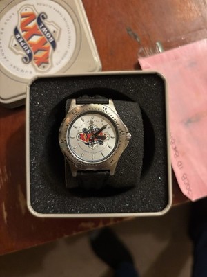 Super Bowl XXXV Commemorative Wristwatch Black Band Silver Case Analog w/ Box