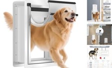 Dog Door for Wall, Steel Dog Door with Telescoping Tunnel, Large White