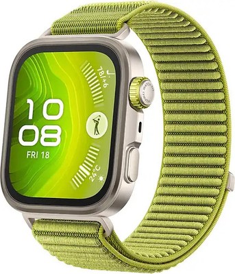 Huawei Watch Fit 4 Pro 40 mm silber am Nylonarmband grün