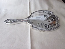 R. Wallace Sterling Art Nouveau Hand Mirror Repousse Nasturtiums 10 x 5.5 inches