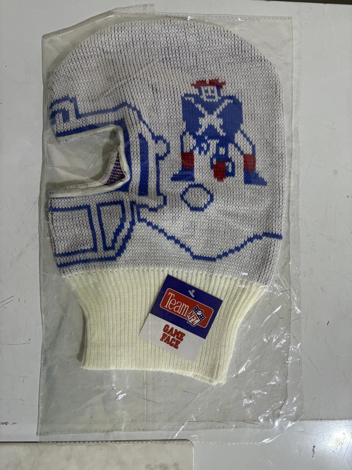 Vintage 1990 Game Face New England Patriots Knit Ski Mask NFL USA Made