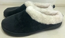 Dasein Slide on Slippers Memory Foam House Shoes Black Mens size  9-10