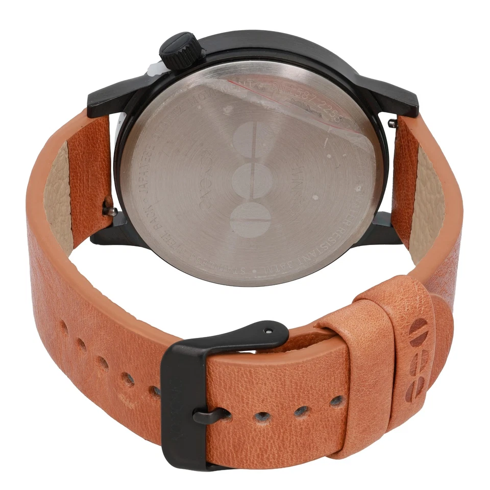 Relógio de quartzo masculino Komono Winston 42 mm mostrador preto e pulseira de couro marrom W2253 - Imagem 3 de 3