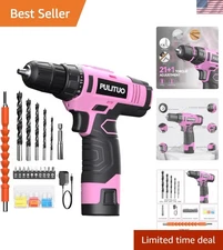 Compact 12V Pink Cordless Power Drill Kit - Ideal for Home Improvement Projects