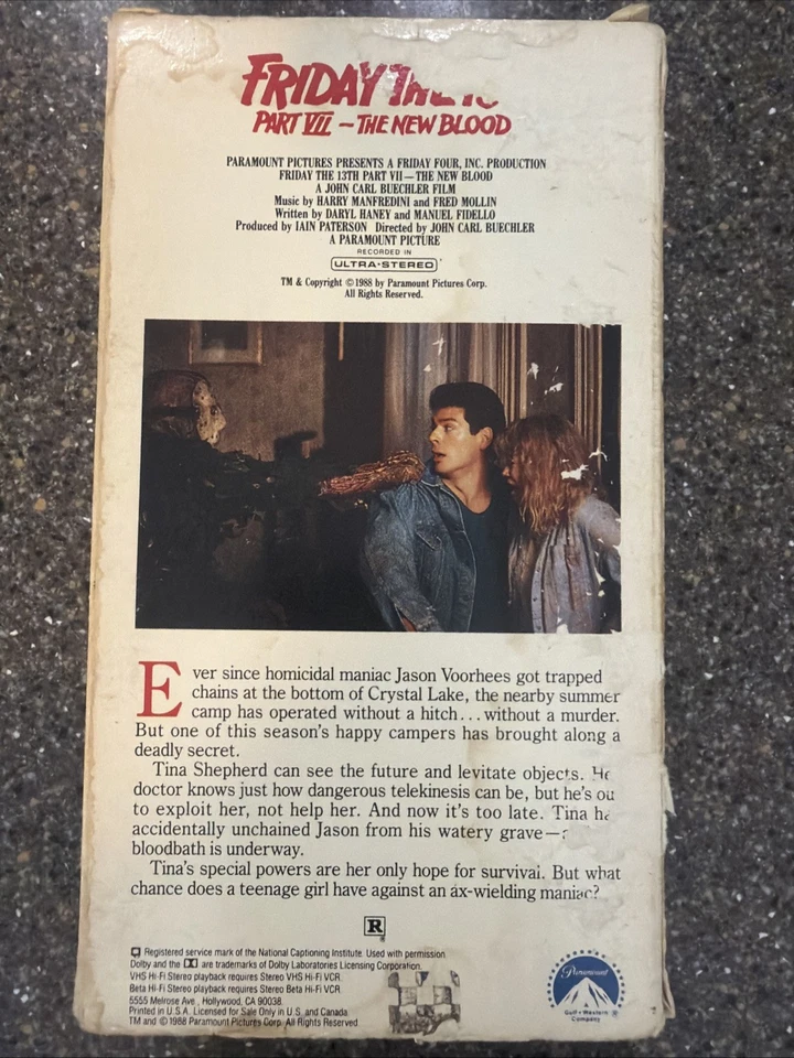 Friday The 13th Part VII 7 The New Blood 1988 VHS Original Horror Classic Campy - Image 2 of 4