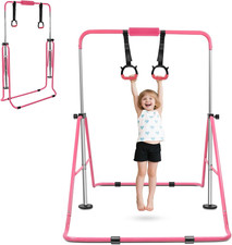 Gymnastics Bar with Rings,Gymnastics Bar for Kids Ages 3-12,Foldable Gymnastics