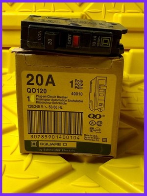 Square D, QO120, single pole 20 amp breaker QTY 1