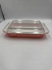 Vtg Pyrex Pink Daisy 548-B 1 1/4 QT Rectangular Casserole Dish & Space Saver Lid