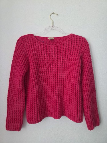 Malo, Maglione Malo Italy Vintage Rosa Caldo Maglia Grossa 100% Cotone IT 44/US M