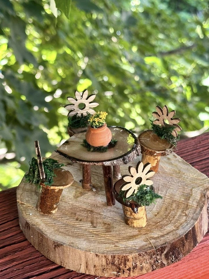 Juego de comedor Fairy House Fairy Garden juego de 5 piezas simplemente adorable Foto 2 de 4