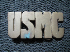 USMC UNITED STATES MARINE CORP BRASS BELT BUCKLE VINTAGE BARON 1970s TAIWAN 