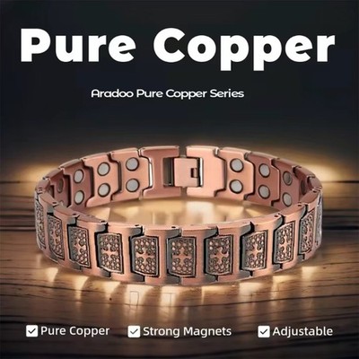 Mens Adjustable Copper Magnetic Bracelet Cross Design Bangle Wristband Gift