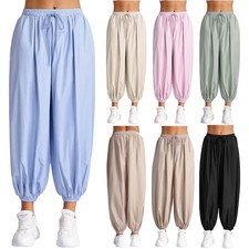Womens Costume Longpants Pants Wide Leg Trousers Leisure Elastic Palazzo Daily