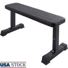 Flat Weight Bench Durable Steel Frame Home Gym Full Body Workout Fitness New