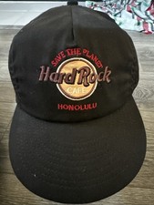 Vintage Hard Rock Cafe Honolulu Black Snapback Embroidered Hat Cap Made In USA