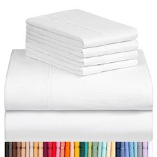 LuxClub 6 PC California King Size Sheet Set Bed Sheets Deep Pockets 18" Eco F...