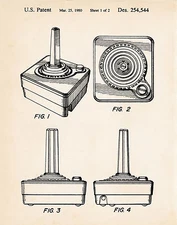 1980 Retro Atari 2600 Joystick Controller Vintage Patent Video Games Art Posters