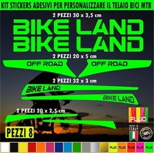 Kit 8 Adesivi telaio bici UNIVERSALI mtb  protezione Fat Bike  BIKE LAND 2399