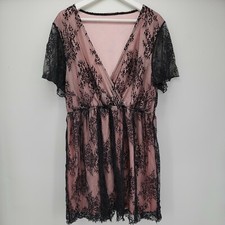 Shein Curve Womens Pink Black Lace Dress Size 1XL
