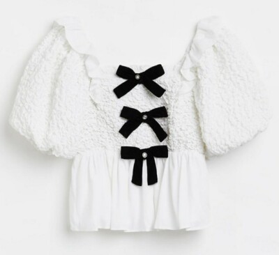 River Island Textured Bow Detail Top Size 14 Bnwt UK