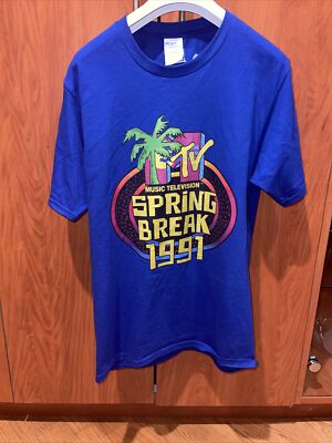 MTV Spring Break 1991 Classic Logo T Shirt blue