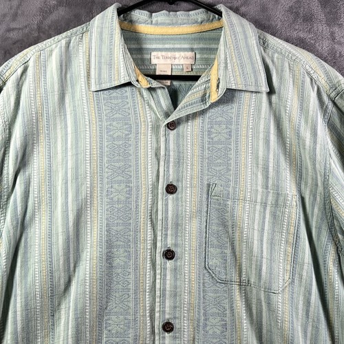 Territory Ahead Mens Large Short Sleeve Button Up Knit Shirt Multicolor Stripe