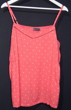 Image of M&S: SIZE 18 CORAL MIX POLKA DOT COTTON SPAGHETTI STRAP CAMISOLE TOP