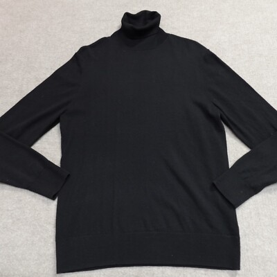 H&M Sweater Medium Black Turtleneck Wool Thin Knit Solid Slim Fit