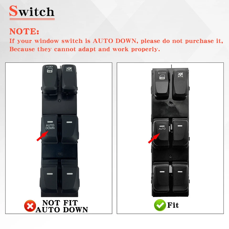 For 2010-2015 Hyundai Tucson Driver Door Power Window Switch Left Auto Up & Down - Image 2 of 4