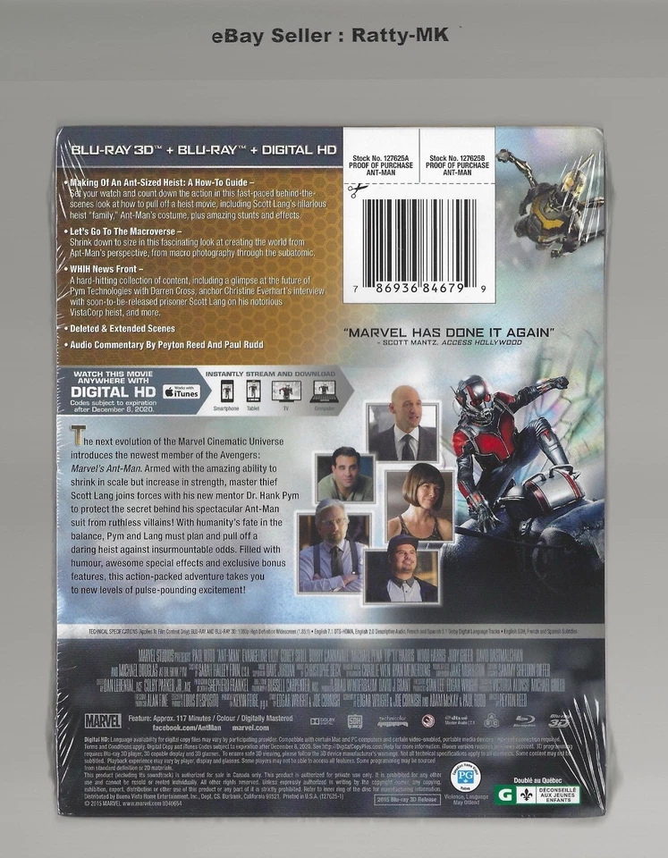 ANT-MAN - USA IMPORT BEST BUY EXCLUSIVE 3D + 2D BLU RAY STEELBOOK - NEW & SEALED - Image 2 of 4