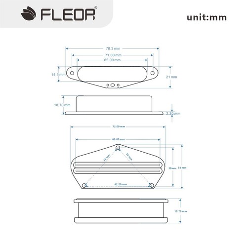 Juego de pastillas FLEOR Alnico 5 FD TL Hot Dual Rails Bridge Humbucker 9K y bobina única - Imagen 6 de 6