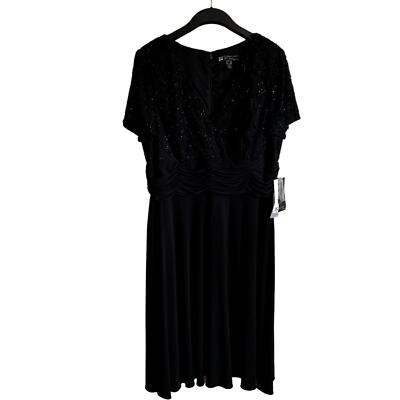 JS Boutique Size 20W Black Beaded Lace Cocktail Formal Evening Dress  Stretch NWT | eBay