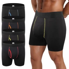 4 Pack Mens Viscose Breathable Boxer Briefs Shorts Breathable Tagless Comfy Silk