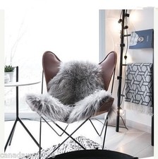 Gray Dyed Sheepskin Rug Wonderful Genuine Natural Soft  long Wool