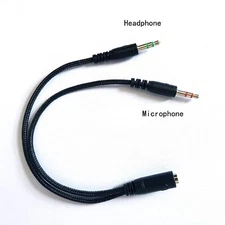 Female to 2 Dual Male 3.5mm Headphone Mic Audio Y Splitter Cable Adapter
