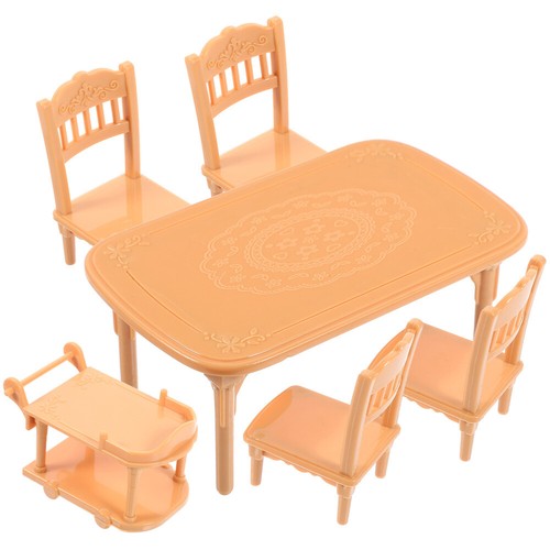 Dining Table and Chair Model Doll House Accessories Plastic Mini Furniture