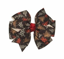 Buffalo Check Christmas Trees Pinwheel Hair Bow