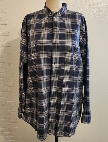 Krizia, Vintage Designer KRIZIA Men's Large Blue Plaid Button Shirt Italy 100% Cotton