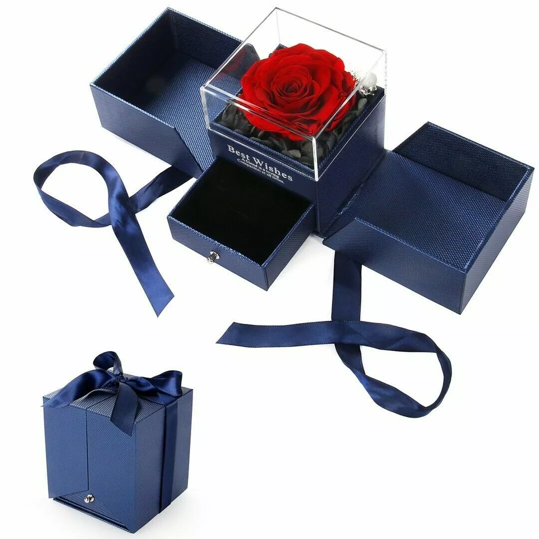 Eternal Rose Gift Box Preserved Red Rose Flower Jewelry Box