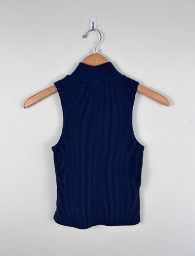 Forever 21 Tanktop mit hohem Kragen gerippt dunkelblau - Bild 2 von 3