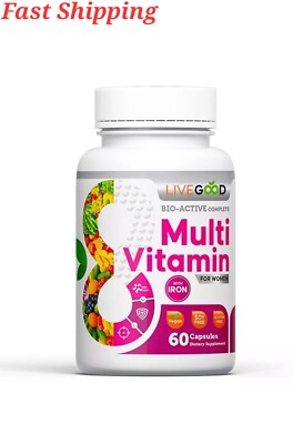LiveGood Multi-Vitamin, Bio-Active Complete For Women With Low Iron. 
