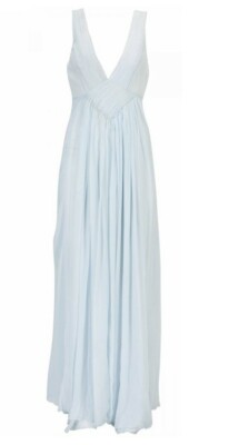Kate Moss Topshop seltenes blaues Chiffon Ballkleid Maxikleid UK 16 EU 44 LARGE NEU MIT ETIKETT